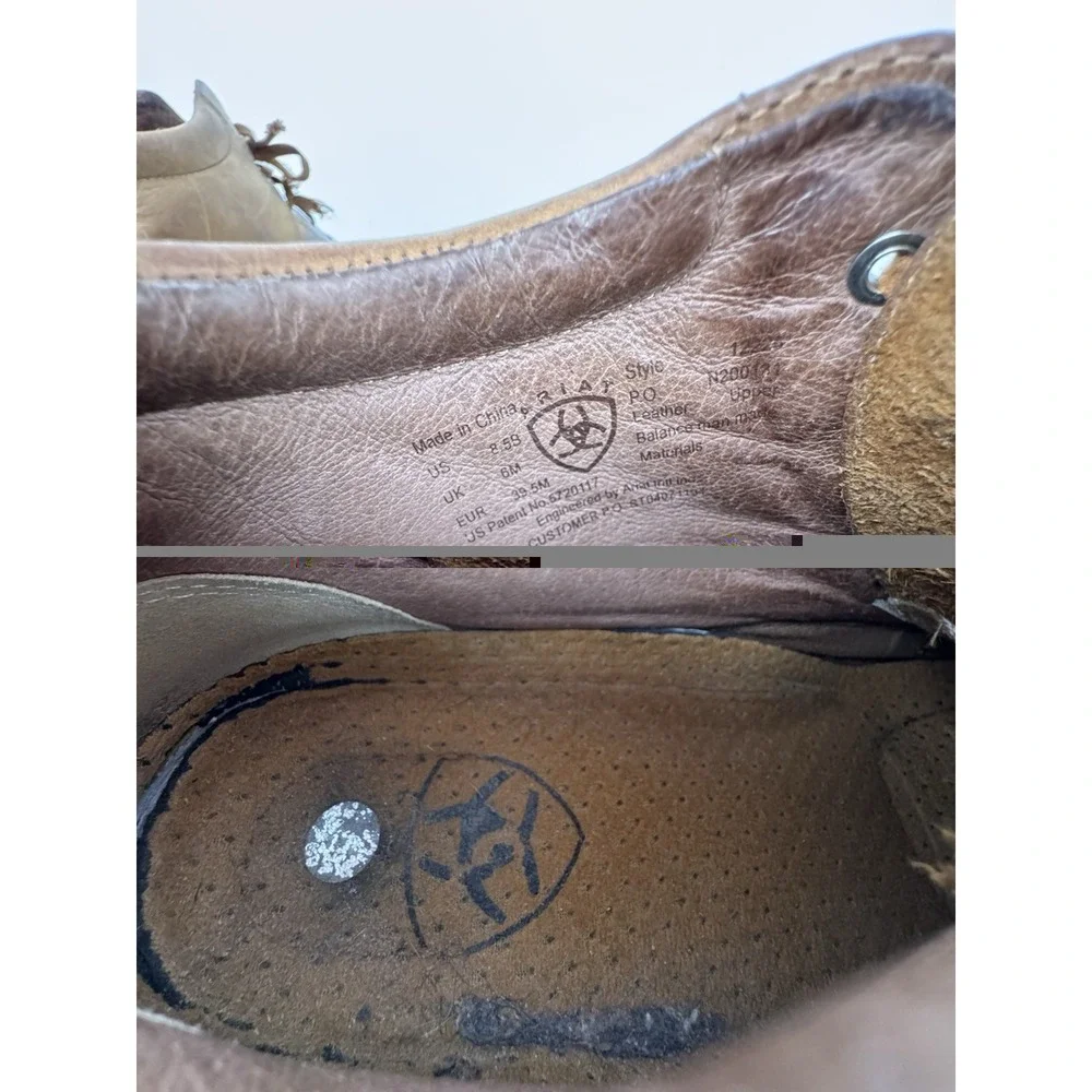 Ariat Josie Brown Leather Boots Womens 8.5 B Lace Up Fringe Kiltie Western Work - Picture 6 of 8